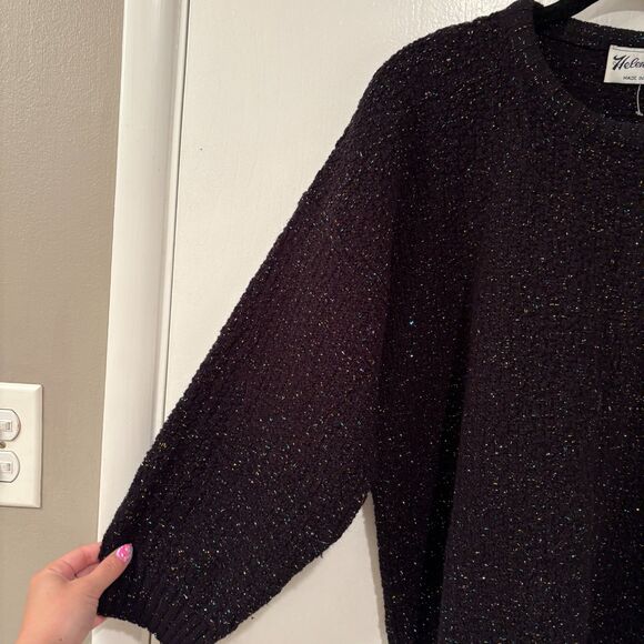 Vintage Helen Sue Acrylic 3/4 Sleeve Sweater Black Shimmer Vintage 90's - Picture 4 of 10